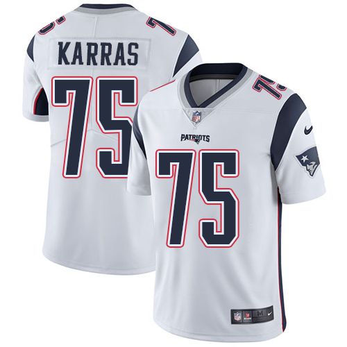 Men New England Patriots 75 Ted Karras Nike White Limited NFL Jersey